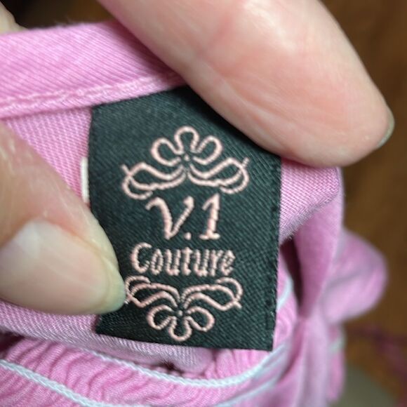 V.1 Couture pink Top Y2K 2010 Blouson, Large - Picture 5 of 6